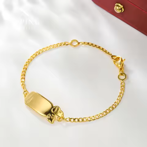 Luxury 24K 9999 Pure Gold real gold Women's Simple Square Brand Bracelet