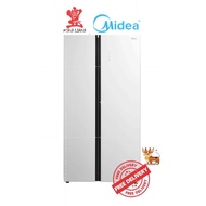 MIDEA MDRS710FIE61SG 548L WHITE GLASS SIDE-by-SIDE FRIDGE- 3 Tick FREE MAYER COOKWARE 5pcs