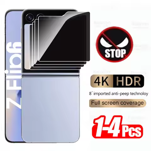 4-1Pcs Privacy Back Tempered Glass Case For Samsung Galaxy Z Flip6 Flip5 5G Anti-peeping Screen Prot