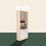 [Preorder ETA 1/4]  VHIVE Oxford Wide 80cm Bookcase with Lock (Oak/White Office Storage Cupboard Cabinet)