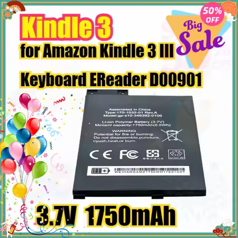 3.7V 1750mAh Kindle 3 Battery for Amazon Kindle 3 III Keyboard EReader D00901 Graphite 170-1032-00 /