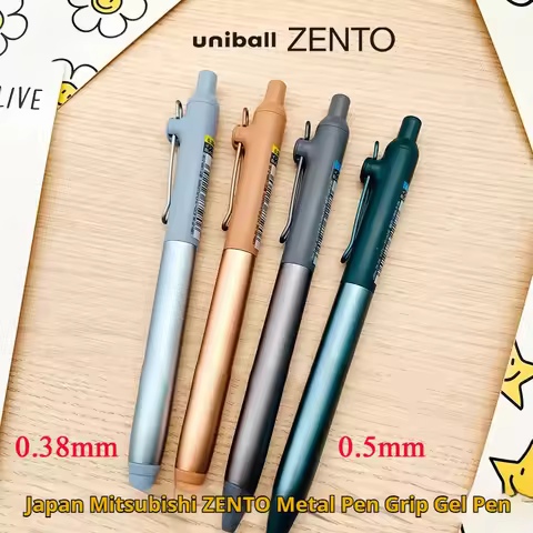 Mitsubishi Uni Zento 0.5/0.38mm Black Gel Pen Ergonomic Metal Grip&Low Center Design for Fatigue-Fre