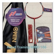 raket badminton training racket nimo 130-nimo coach 130 +tas+grip ori - nimo 130gr komplit+pasang