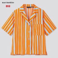 全新 Uniqlo Marimekko 聯名款 短版襯衫 2020春夏 水洗棉質開領襯衫 短袖 女裝 條紋襯衫