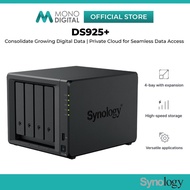 SYNOLOGY DS925+ NAS DISKSTATION 4 BAYS WITH 2 BUILT-IN 2.5GbE PORTS - DATA BACKUP HOME CLOUD NAS STO