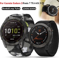 22/26MM Nylon Watchband Straps for Garmin Fenix 7X 7 6X 6 Pro 5X 5 Plus Epix 2 Watch WristStrap Enduro 2 Forerunner 955 Bracelet