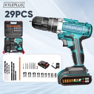 KYLEPLUS Cordless Drill (Two Speed) 188VF Electric Impact Hammer Drill Rechargeable Lithium Battery