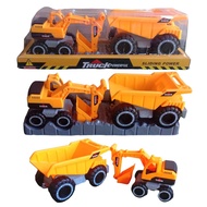 Dump Truck + Large Backhoe 2 Cars Great Value Can Lift The Drum Box Work Taken From Real Products No