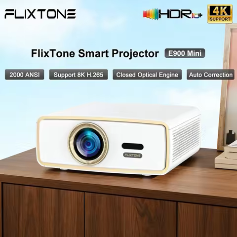 Flixtone E900 mini projector supports 4K decoding, mini portable 2000ANSI lumens, with HDR10 WiFi ho