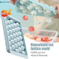 ⚡⚡ 33 Grids Round Ice Ball Tray Ice Cube Maker Mold With Lid For Freezer Mini Sphere Ice Cube Tray Making Reusable Round Ice Box For Ice Cream Party