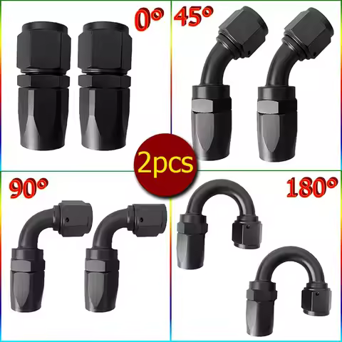 2PCS Swivel Hose End Fitting AN4AN6AN8AN10AN12 Fittings Adapter 0°/45°/90°180° Aluminum Oil Fuel Lin