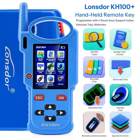 Newly Lonsdor KH100+ Hand-Held Key Programmer With Four Remote Keys Added India car models