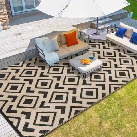 Outdoor Rug, 6x9ft Waterproof Reversible Mat Indoor Outdoor Rugs Carpet, Small Area Rug Plastic Stra