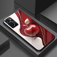 Ốp Lưng cho OPPO A76/ A77S/ A96/ A57 – Mặt Kính Cường Lực Cao Cấp – Họa Tiết Trái Táo Đẳng Cấp