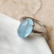 橢圓海藍寶925純銀戒指裸石寶石輕珠寶半寶石