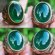 TERBARU!!! Batu Akik Natural Hijau Garut Ohen Chasedony Kristal Ring Titanium Anti karat Siap Pakai.