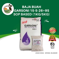 Garsoni 15-5-26+9S+TE SOP Based (REPACK) - Baja Pengisian Buah Pokok Durian, Buah-buahan (1KG/5KG)