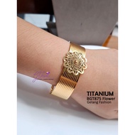 Women's Titanium Gold Bracelet with Luxurious Floral Motif, Very Luxurious875