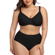 Xiushiren Woman Plus Size Bra And Panty Set Plain Simple Comfort Lingerie Set Underwire Bra Cup C D 
