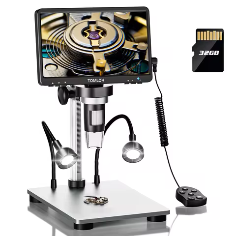 TOMLOV 1200X Digital Microscope 1080P LCD, Video Soldering Camera for Electronics/Coin Inspection, H