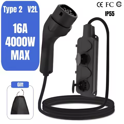 Type 2 V2L Discharger Cable 4KW EU Socket Compatible with BYD Renault Jaecoo Omoda MG4 XPENG Hundai 