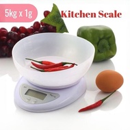SN_ Digital Electronic Scale 5kg X 1g Kitchen Food Weighing High Precision With Plastic Bowl 2 Batte