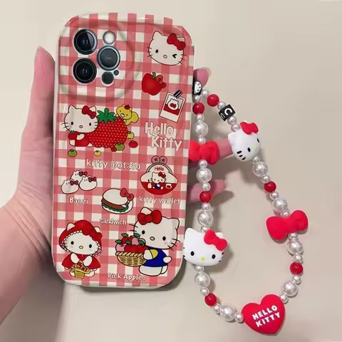 Hello Kitty Wrist Chain Case For Motorola Moto Edge 50 Fusion 5G 50 Pro Ultra G84 G14 G35 G22 G30 G2