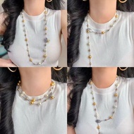 [N1111] - Necklace, Pearl, Leaf Stone, Youthful, Luxurious, Suitable for Many Occasions - DAISYN.