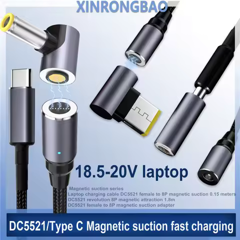 100W 5521 Type C USB C PD to Dc Laptop Power Adapter Converter Magnetic Charging 8p Converter Cable 