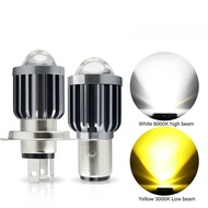 1Pcs New H6 BA20D Motorcycle LED Headlight Bulb 12W Dual Light White/Yellow Hi/Lo Beam BA20D 1200LM 