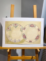 19th century德國瓷器設計手稿 - 1885 Vintage Draft - 古董