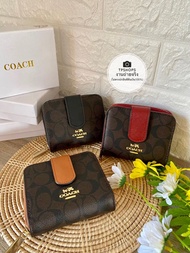 กระเป๋าสตางค์ กระเป๋าสตางค์ผู้หญิง กระเป๋าใส่นามบัตร coach กระดุม 4.5 นิ้ว WS 2/1 ใบสั้น