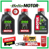 MOTUL 5100 4T 15W50 10W40 10W50 Semi Synthetic Technosynthese Ester Motorcycle Engine Oil 1L Minyak 