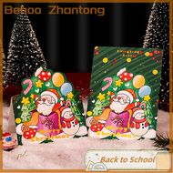 Behoo 10pcs Christmas Greeting Cards Santa Claus Snowman Elk Gift Tag Xmas Paper Blessing Cards With Envelope New Year Navidad Cards