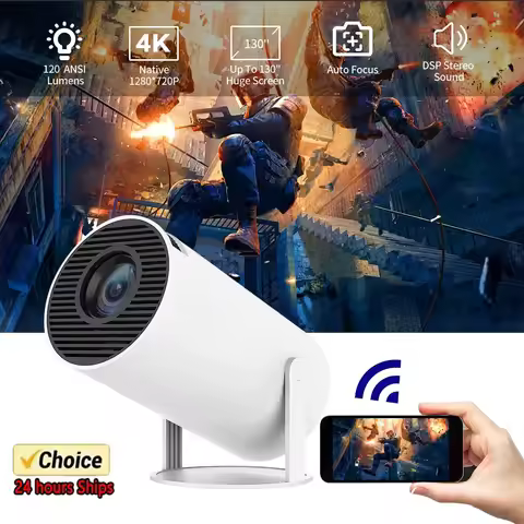 2025 HY300 Ultra 4K Ultra HD 300ANSI Portable Projector Android 11 BT5.4 Electronic Focus Built-in S