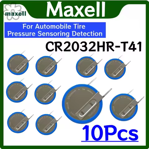 10pcs Original MAXELL CR2032HR with T41 Welding Pin CR2032HR-T41 Battery for Automobile Tire Pressur