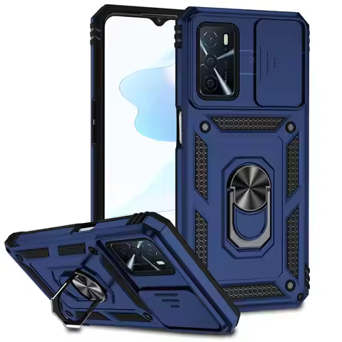 Case For OPPO A16 A54 A55 A57 A74 A77Global Slide Camera Protector 360 Ring Armor PC Hard Cover For 
