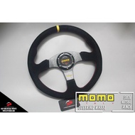 ORIGINAL READY STOCK STEERING WHEEL SPORT MOMO ITALY SUEDE 14 INCH STEERING