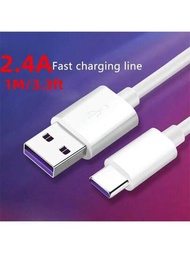 2.4a快速充電3.3ft / 1m,usb A轉type C充電器線,適用於samsung Galaxy A10e A20 A50 A51 A71,s20 S10 S9 S8 Plus S10e,note 20 10 9 8,moto G7 G8