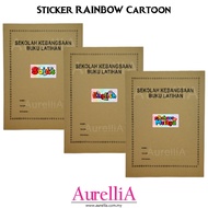 1 pcs WATERPROOF Sticker Subjek RAINBOW Cartoon Label Subjek Sekolah Rendah