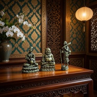 3 Lord Arhats Of Fortune Upakut Phra Sivali Sangkhayan Small Statue 2x3 Cm.