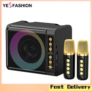 Broadfashion new！T203 Karaoke Machine With 2 Microphones TF Card U Disk Player Portable Speaker Studio Subwoofer For Outdoor Party Meeting