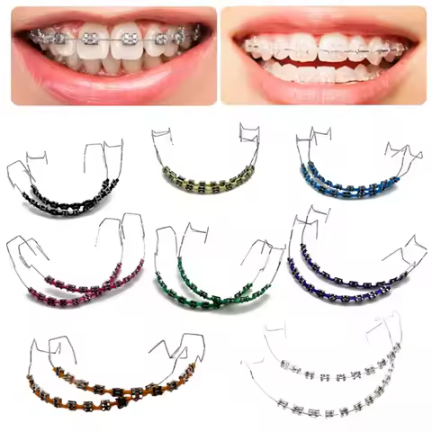 Fake Braces Temporary Teeth Jewelry Colorful Dental Metal Wires With Box Teen Adults Orthodontic for