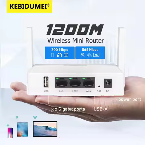 1200Mbps Wireless Mini Router USB Interface Dual Band 2.4G/5G Gigabit Ethernet Router 802.11AC Suppo