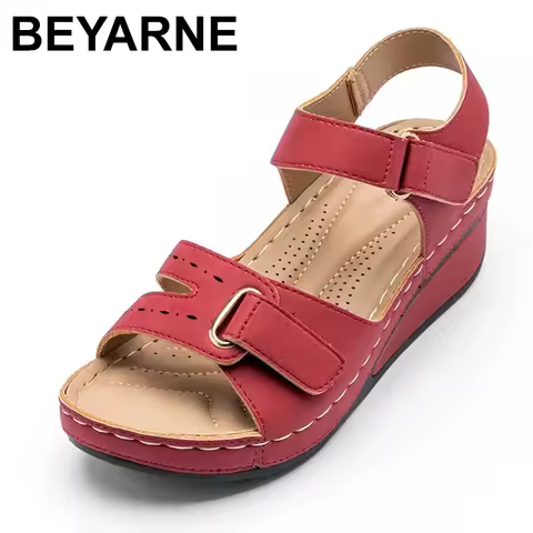 BEYARNE 36-42 Plus Size Sandals New Women's Sandals Wedge Heel Thick Bottom Plus Size Sandals Comfor