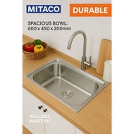 M6045 Stainless Steel Single Bowl Kitchen Sink Basin Sinki Singki Dapur