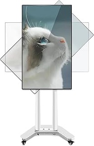 Mobile TV Cart Rolling TV Stand for 32-65 inch Screens, Vertical Rotating Mount, Portrait to Landsca