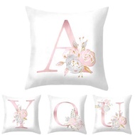 Nordic Pink English Letter Car Waist Cushion Sofa Plush Pillowcase Letter Cushion cover