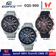 casio EDIFICE ของแท้ นาฬิกาผู้ชาย สายสเตนเลส รุ่น EQS-900DB  ระบบ Tough Solar คาสิโอ้ สายเหล็ก ตัวล็อกแบบ บานพับ (watchestbkk คาสิโอ แท้ ของแท้100% ประกัน CMG)