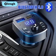 Elough Fast Car Charger FM Transmitter Bluetooth 5.0 Handsfree Wireless Car Dual USB Car Charger Handsfree Audio Receiver MP3 Player Adapter